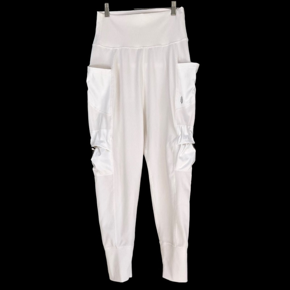 FP Movement by Free People Take A Hike Harem Cargo Joggers Pants White Sz S FLAW